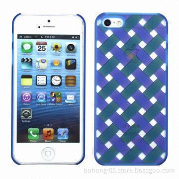 Case for iPhone 5S, Made of PC, Knitted Pattern, Hollow Three-color Single Bottom